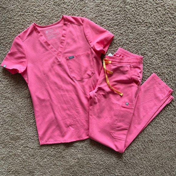 Figs Tops Rare Neon Pink Xxs Figs Set Poshmark